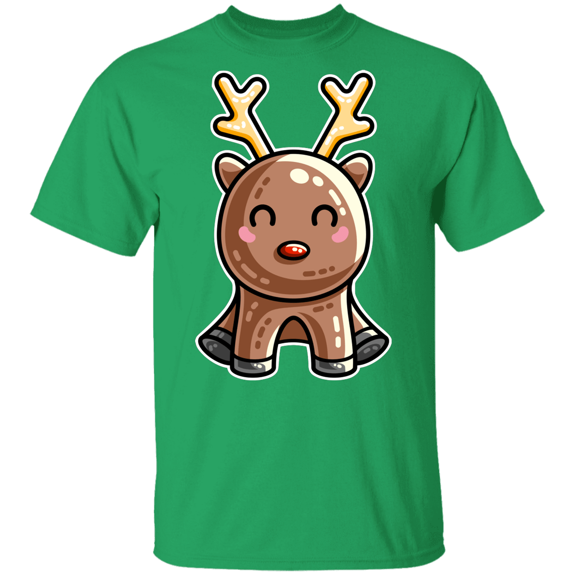 T-Shirts Irish Green / YXS Kawaii Reindeer Youth T-Shirt