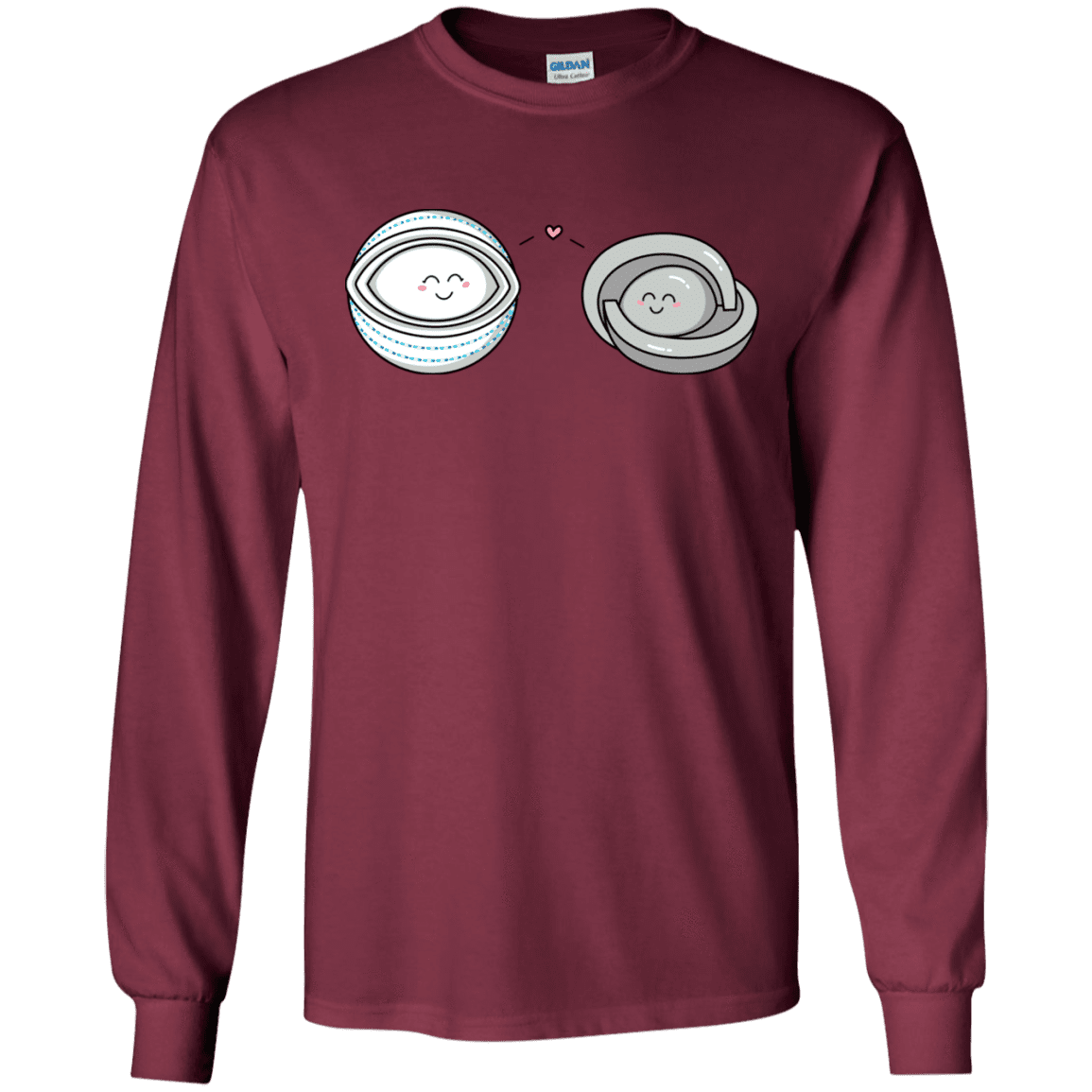 T-Shirts Maroon / S Kawaii Timeless Mothership and Lifeboat Men's Long Sleeve T-Shirt