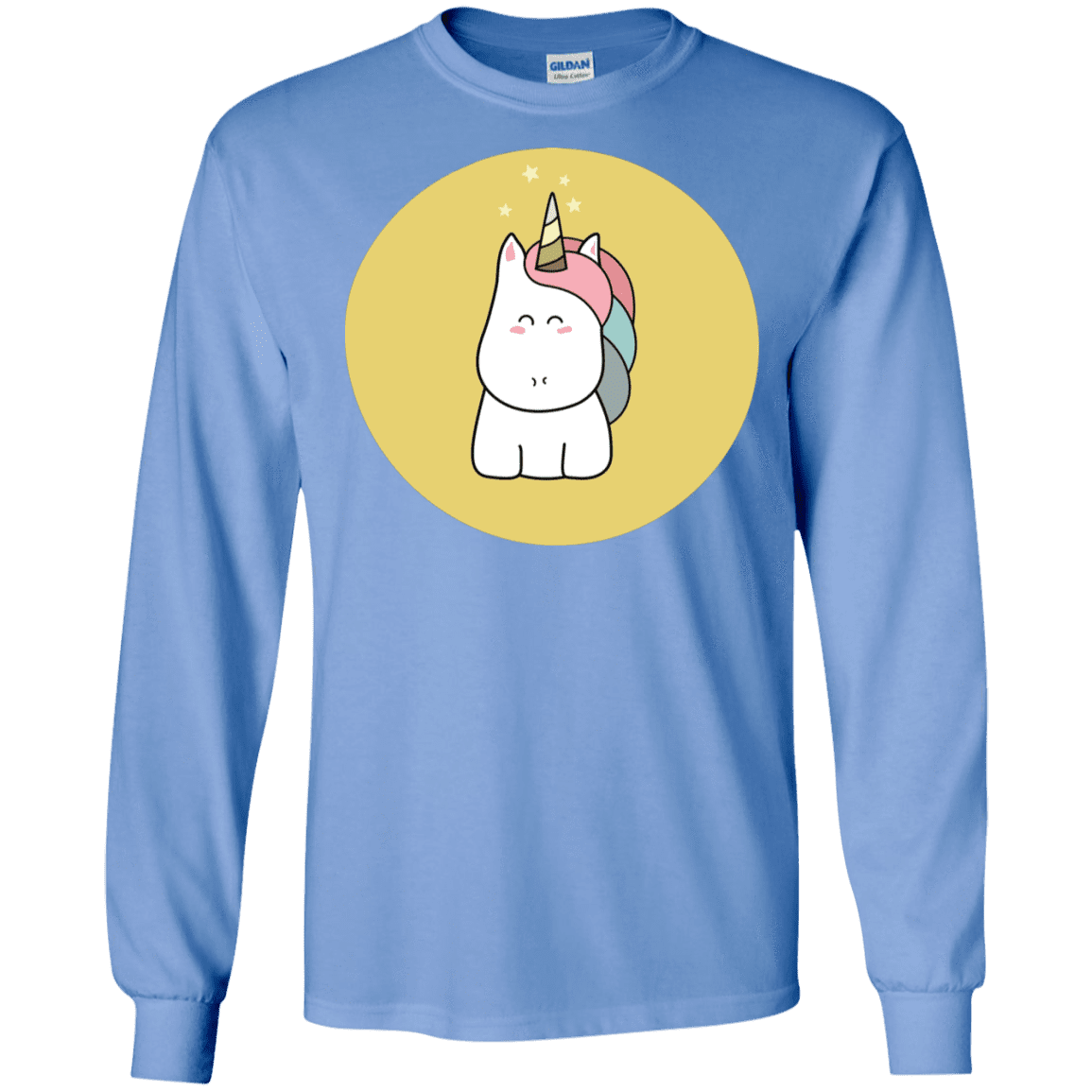T-Shirts Carolina Blue / S Kawaii Unicorn Men's Long Sleeve T-Shirt