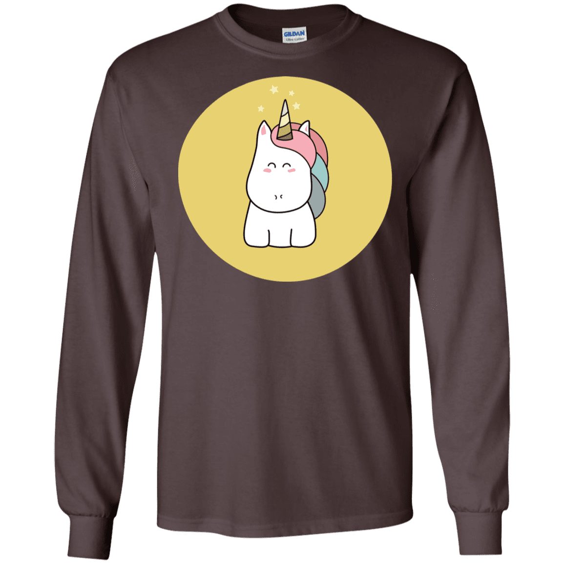 T-Shirts Dark Chocolate / S Kawaii Unicorn Men's Long Sleeve T-Shirt