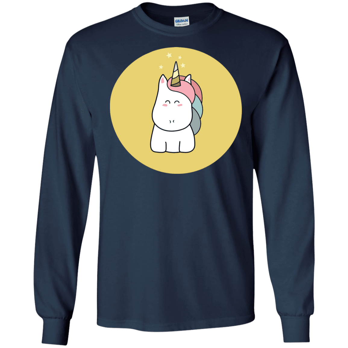 T-Shirts Navy / S Kawaii Unicorn Men's Long Sleeve T-Shirt