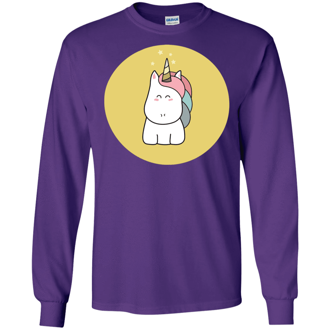 T-Shirts Purple / S Kawaii Unicorn Men's Long Sleeve T-Shirt