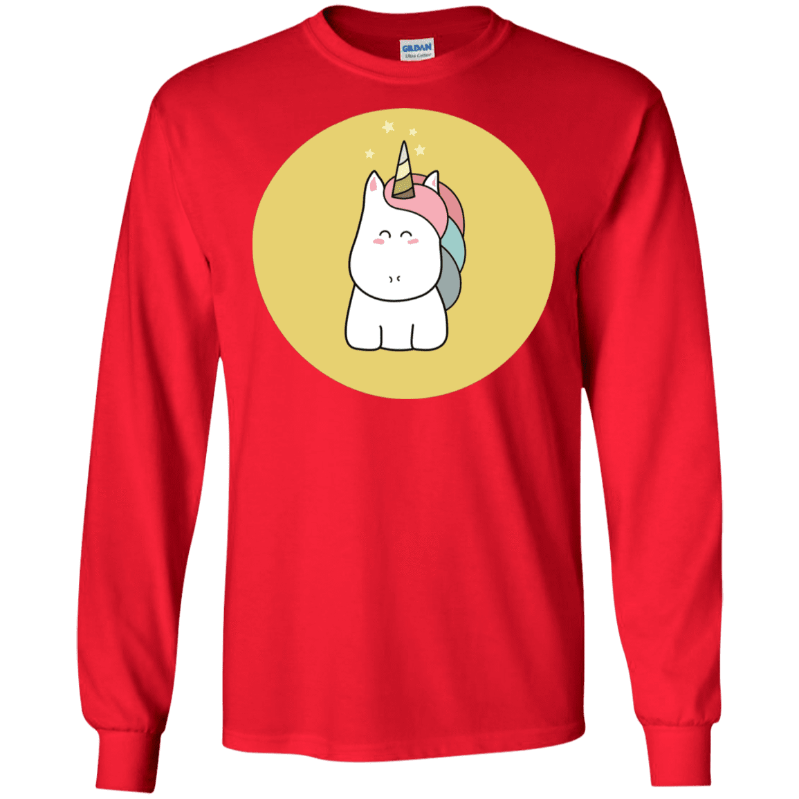 T-Shirts Red / S Kawaii Unicorn Men's Long Sleeve T-Shirt