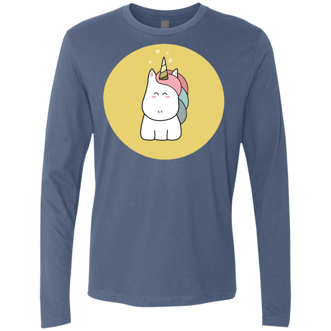T-Shirts Indigo / S Kawaii Unicorn Men's Premium Long Sleeve
