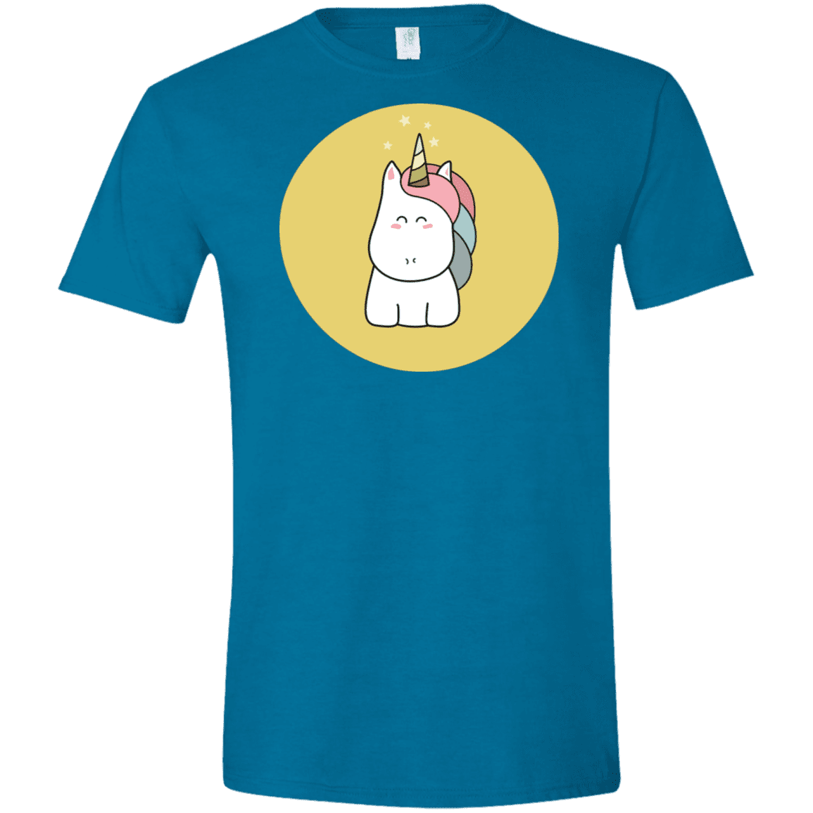 T-Shirts Antique Sapphire / S Kawaii Unicorn Men's Semi-Fitted Softstyle