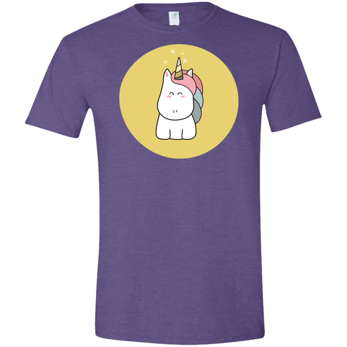 T-Shirts Heather Purple / S Kawaii Unicorn Men's Semi-Fitted Softstyle