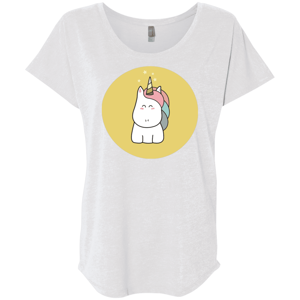 T-Shirts Heather White / X-Small Kawaii Unicorn Triblend Dolman Sleeve