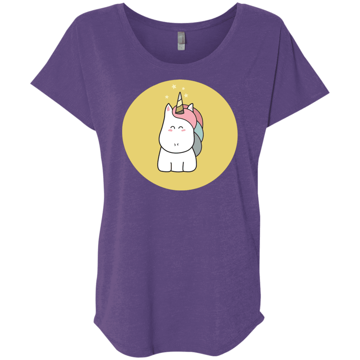T-Shirts Purple Rush / X-Small Kawaii Unicorn Triblend Dolman Sleeve