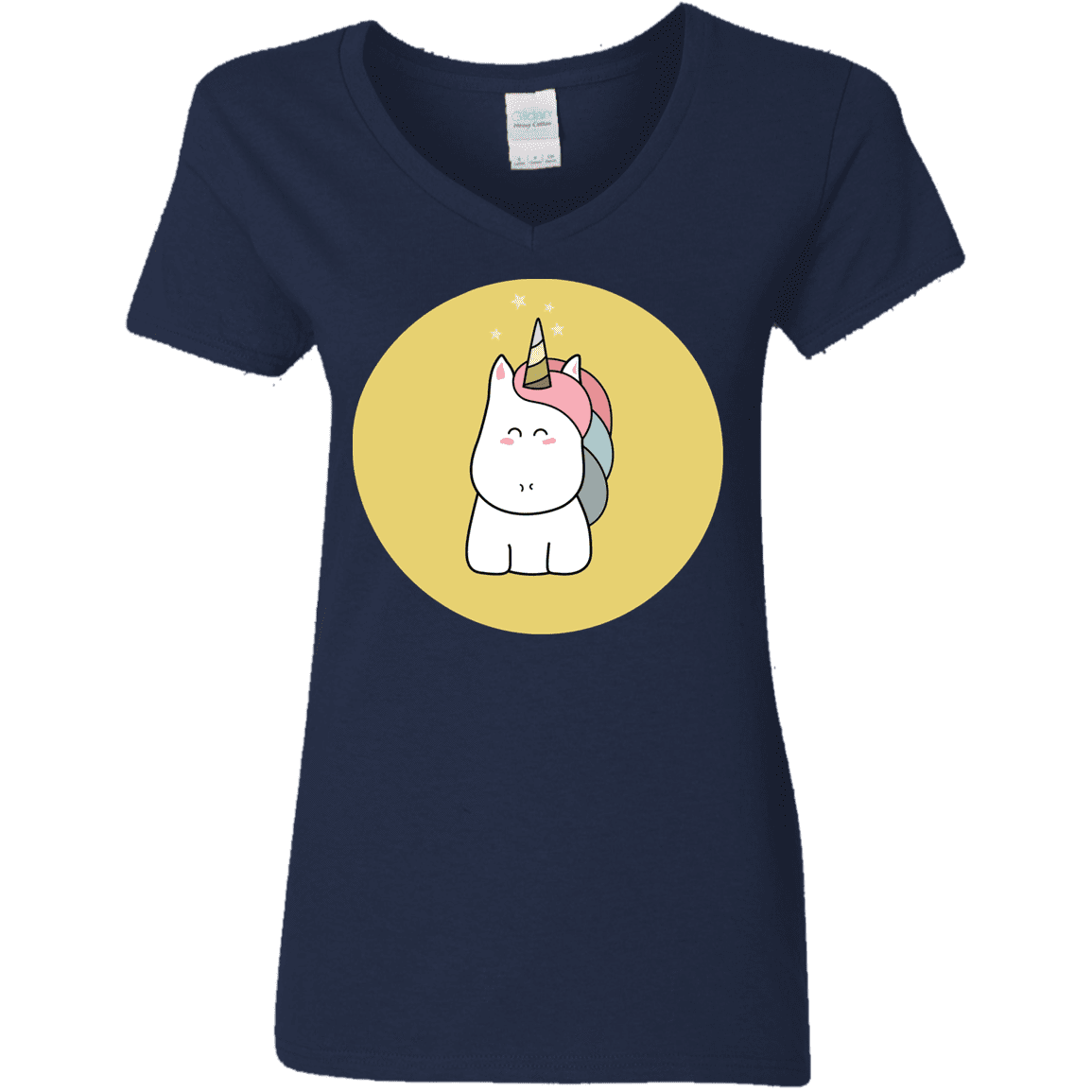 T-Shirts Navy / S Kawaii Unicorn Women's V-Neck T-Shirt