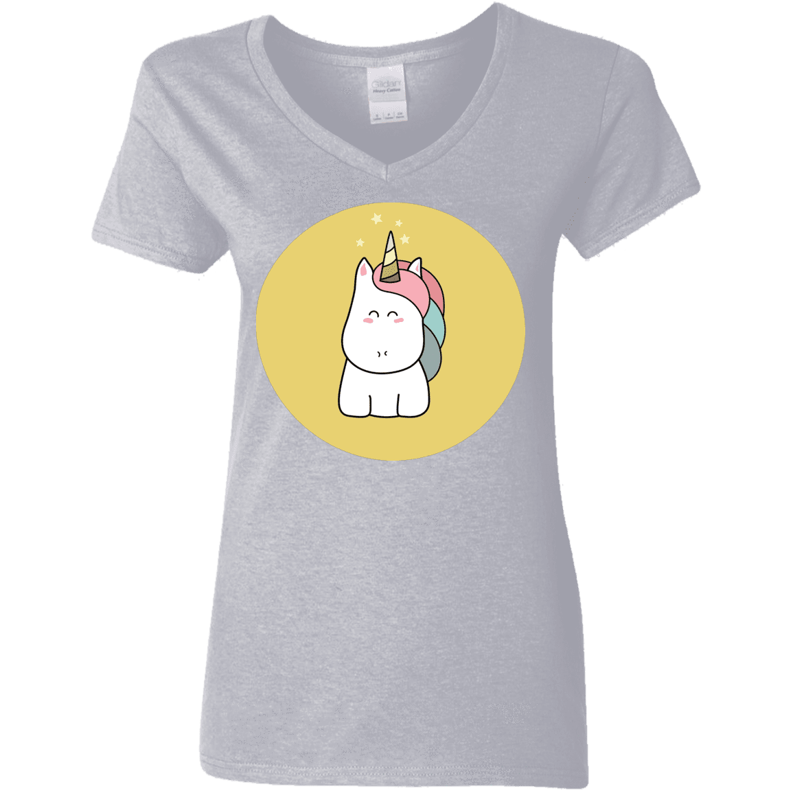 T-Shirts Sport Grey / S Kawaii Unicorn Women's V-Neck T-Shirt