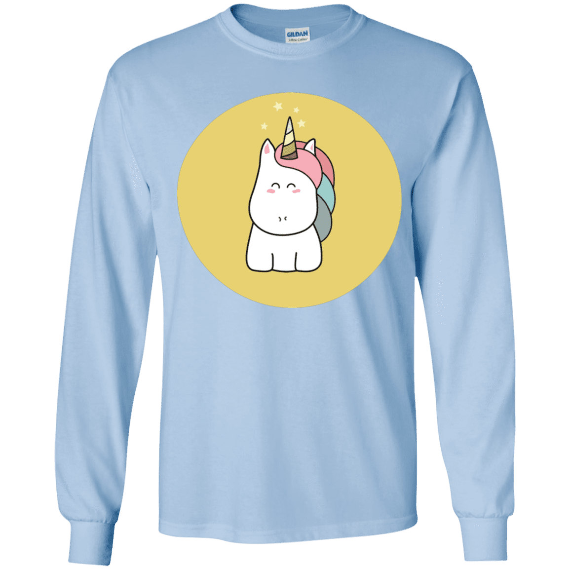 T-Shirts Light Blue / YS Kawaii Unicorn Youth Long Sleeve T-Shirt