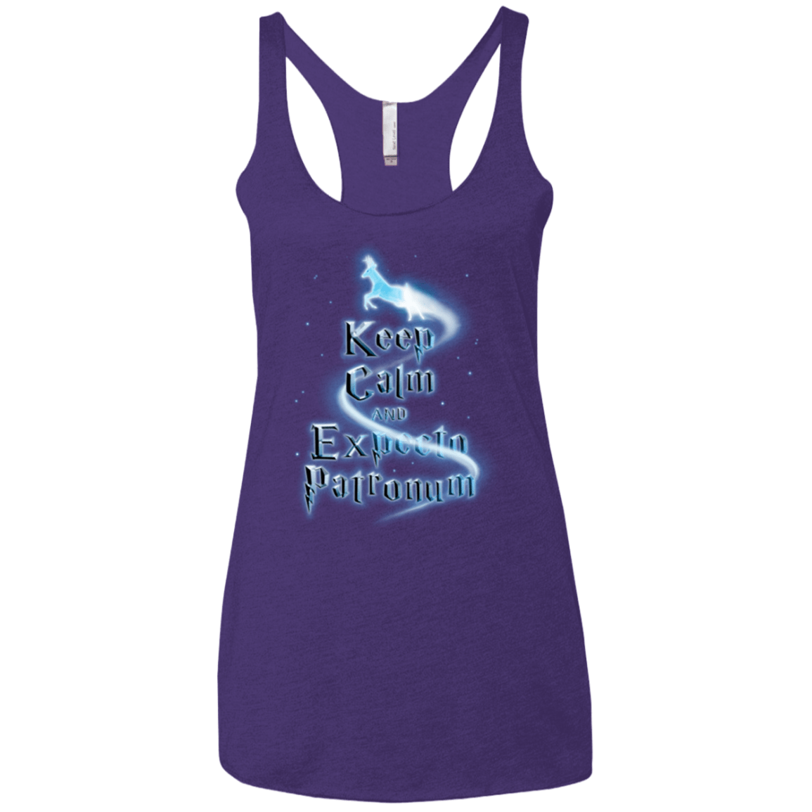 T-Shirts Purple / X-Small Keep Calm and Expecto Patronum Women's Triblend Racerback Tank