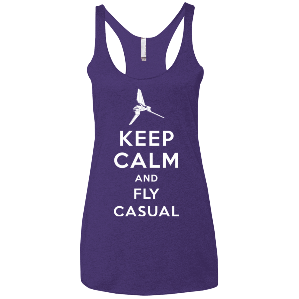 T-Shirts Purple / X-Small Keep Calm and Fly Casual Women's Triblend Racerback Tank