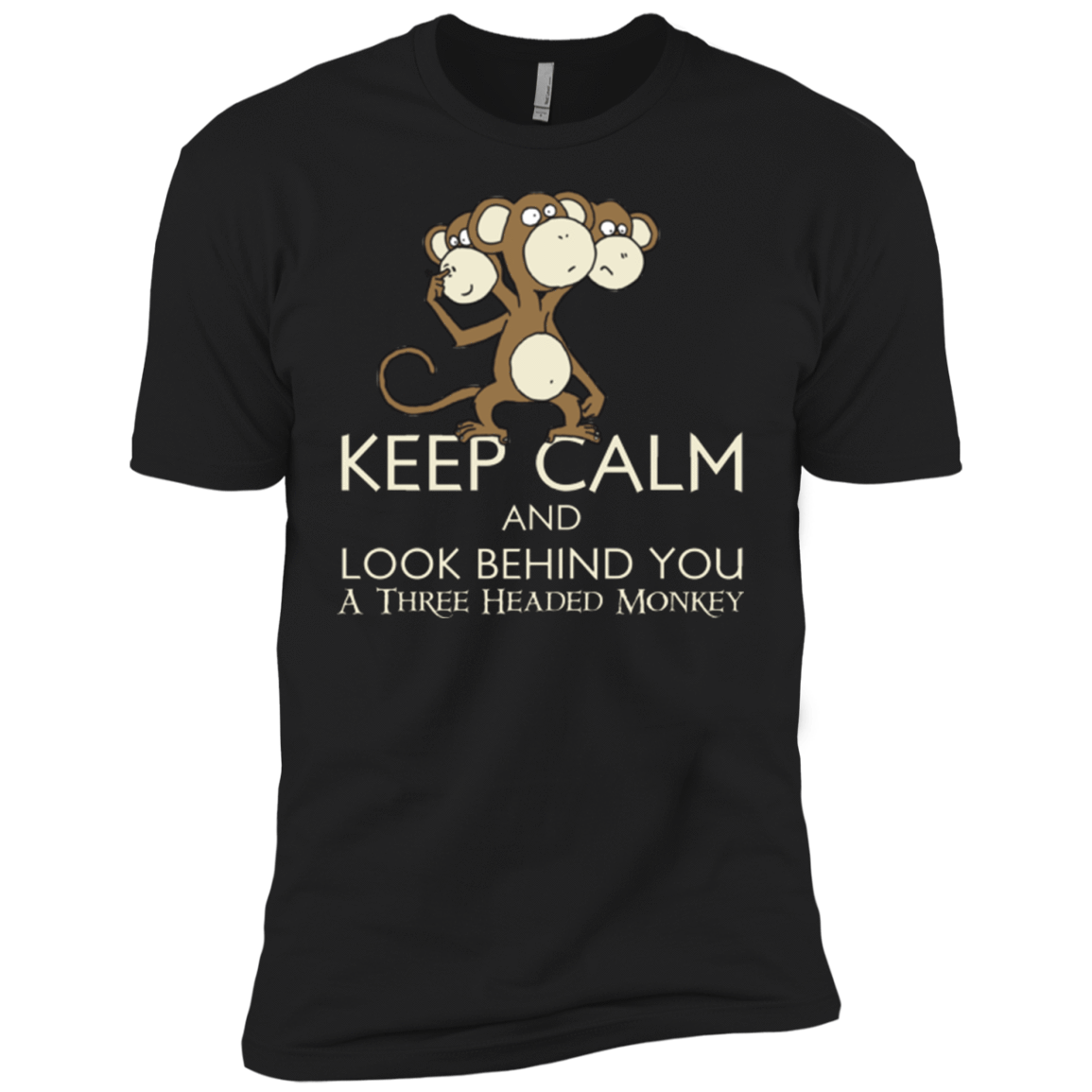 T-Shirts Black / YXS Keep Calm & Look Behind You A Three Headed Monkey Boys Premium T-Shirt
