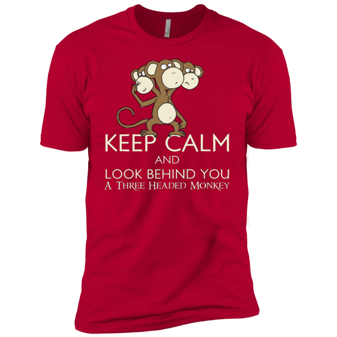 T-Shirts Red / YXS Keep Calm & Look Behind You A Three Headed Monkey Boys Premium T-Shirt