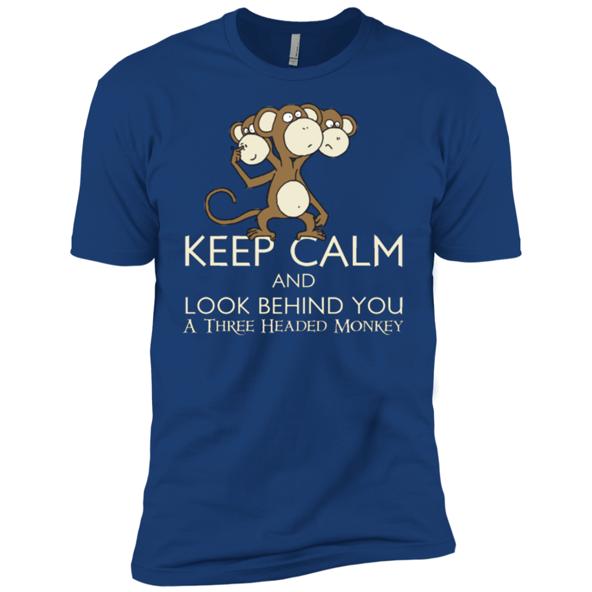 T-Shirts Royal / YXS Keep Calm & Look Behind You A Three Headed Monkey Boys Premium T-Shirt