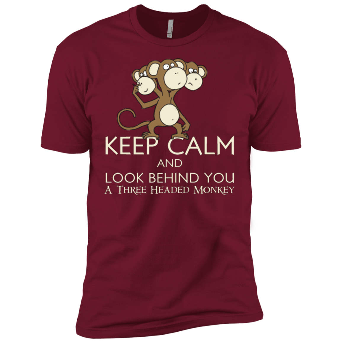 T-Shirts Cardinal / X-Small Keep Calm & Look Behind You A Three Headed Monkey Men's Premium T-Shirt