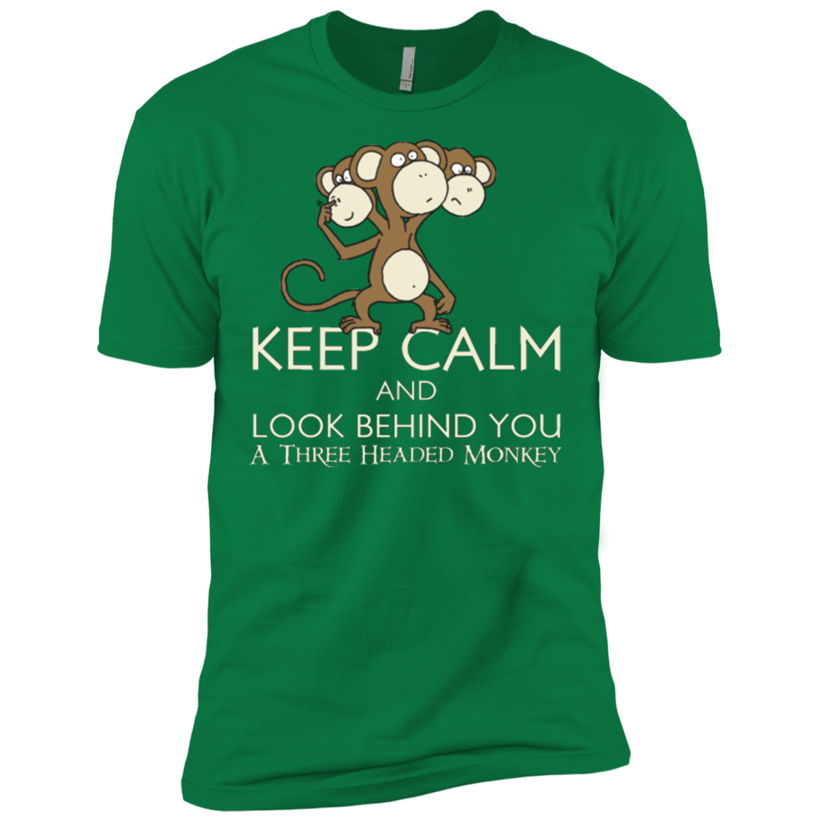 T-Shirts Kelly Green / X-Small Keep Calm & Look Behind You A Three Headed Monkey Men's Premium T-Shirt