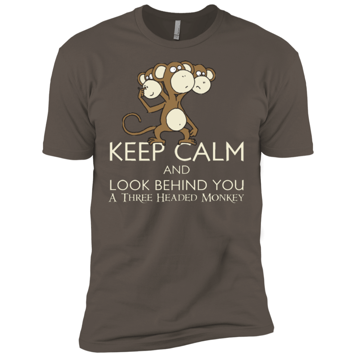Keep Calm & Look Behind You A Three Headed Monkey Men's Premium T-Shirt