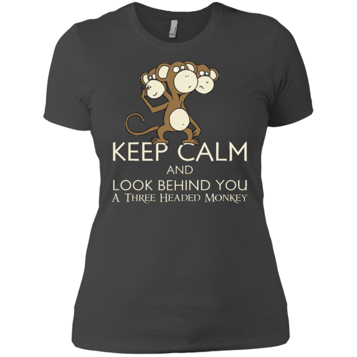 T-Shirts Heavy Metal / X-Small Keep Calm & Look Behind You A Three Headed Monkey Women's Premium T-Shirt