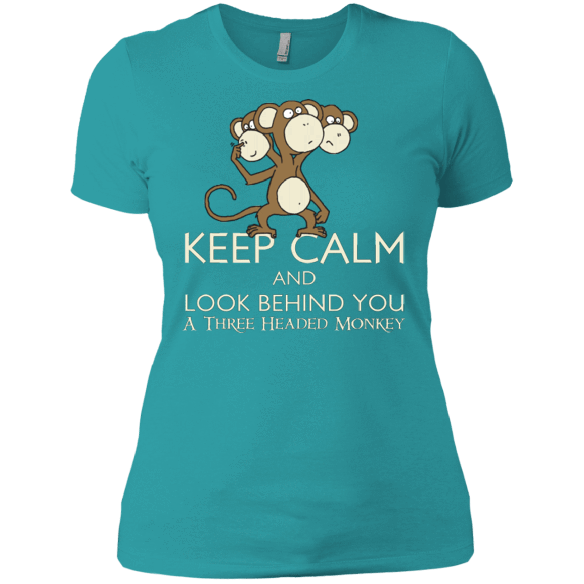 T-Shirts Tahiti Blue / X-Small Keep Calm & Look Behind You A Three Headed Monkey Women's Premium T-Shirt