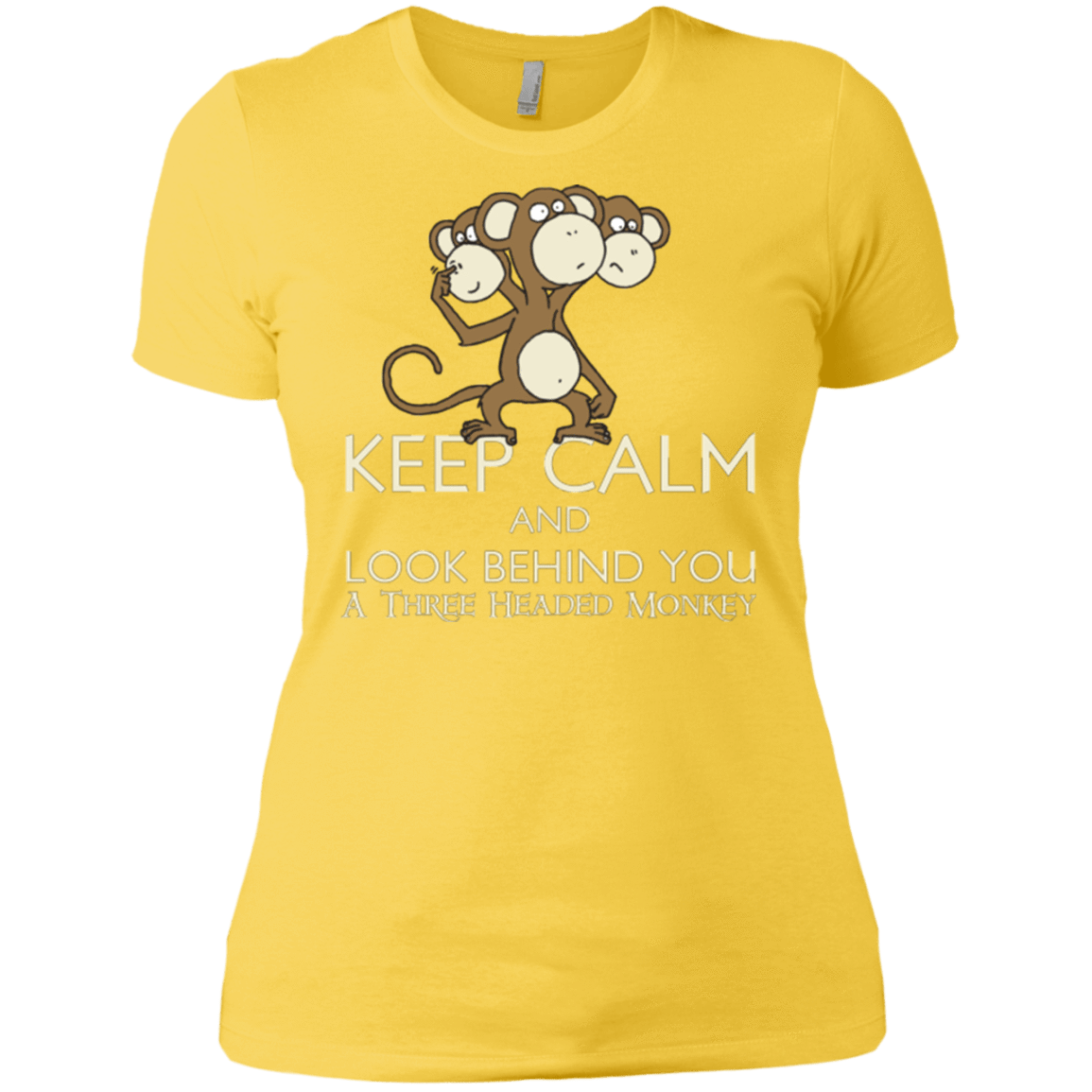 T-Shirts Vibrant Yellow / X-Small Keep Calm & Look Behind You A Three Headed Monkey Women's Premium T-Shirt