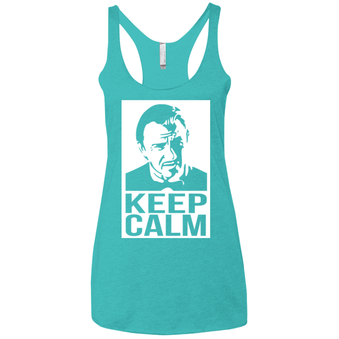 T-Shirts Tahiti Blue / X-Small Keep Calm Mr. Wolf Women's Triblend Racerback Tank