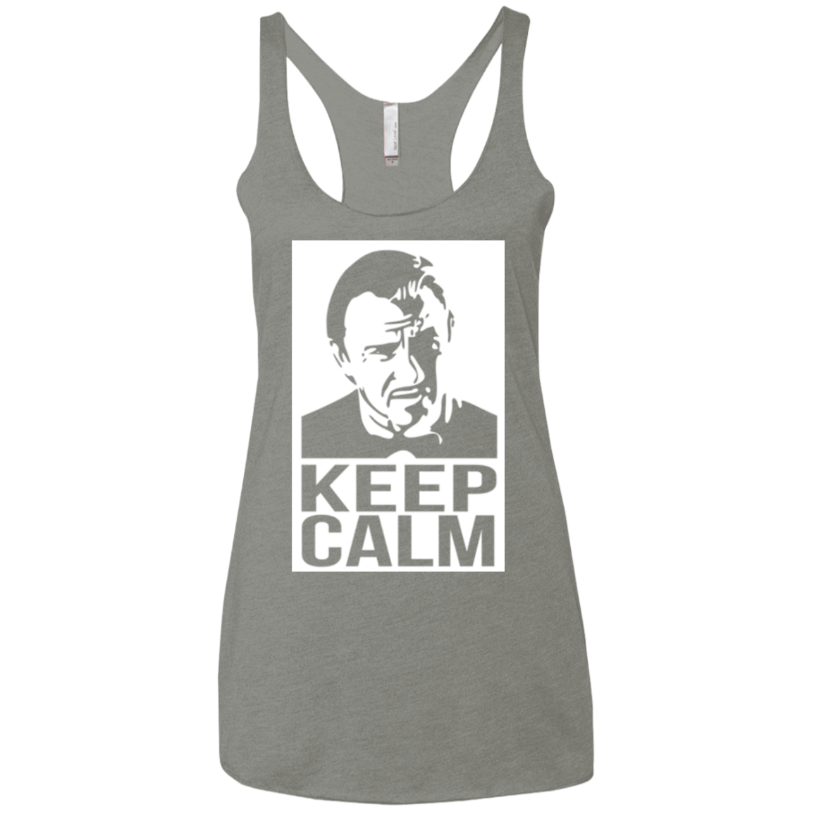 T-Shirts Venetian Grey / X-Small Keep Calm Mr. Wolf Women's Triblend Racerback Tank