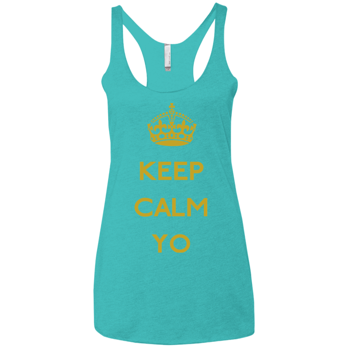 T-Shirts Tahiti Blue / X-Small Keep Calm Yo Women's Triblend Racerback Tank