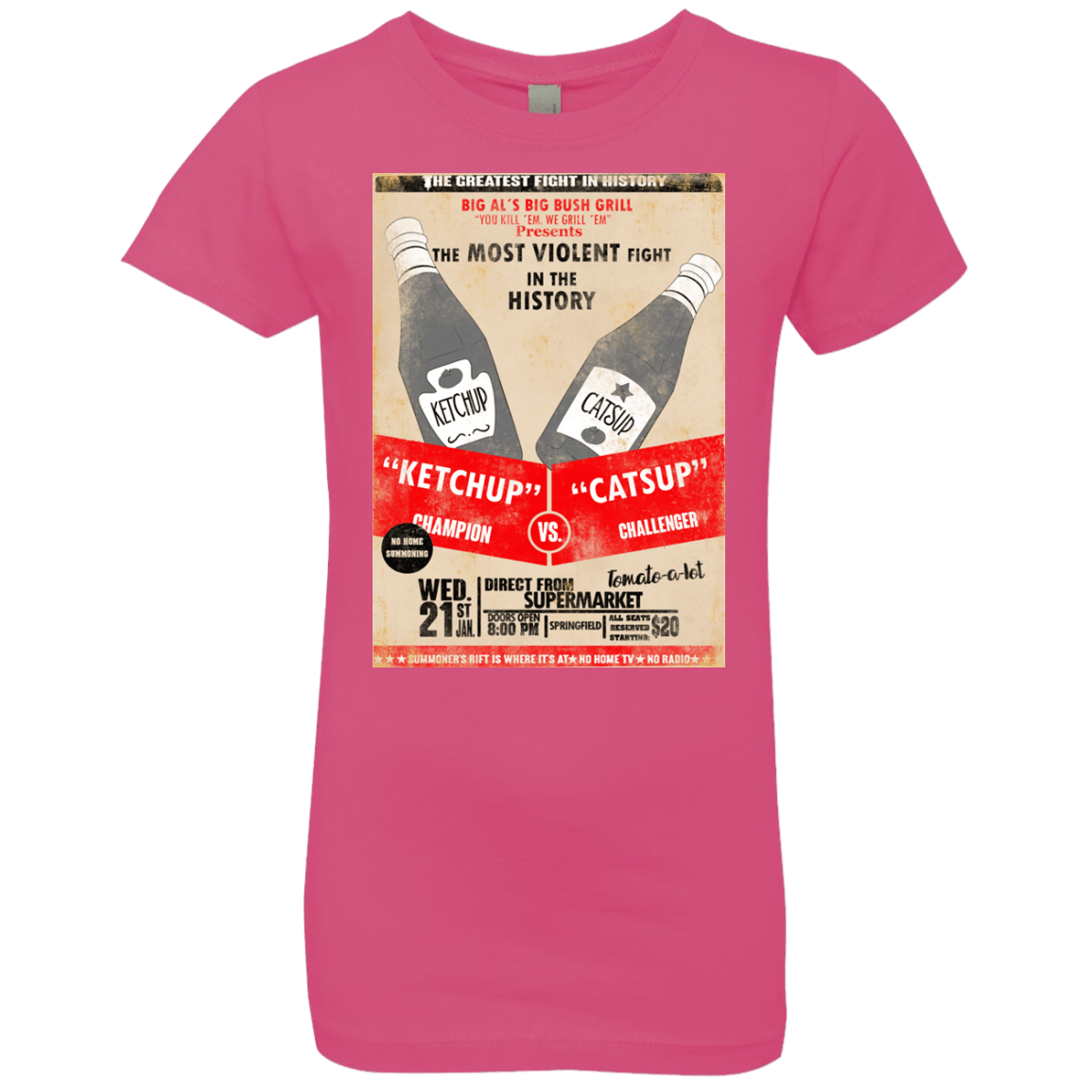 T-Shirts Hot Pink / YXS Ketchup vs Catsup Girls Premium T-Shirt
