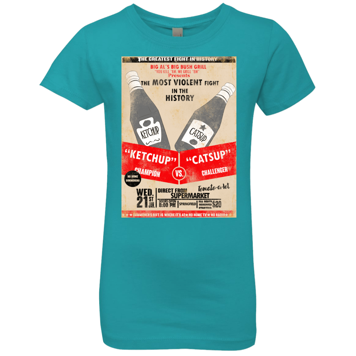 T-Shirts Tahiti Blue / YXS Ketchup vs Catsup Girls Premium T-Shirt