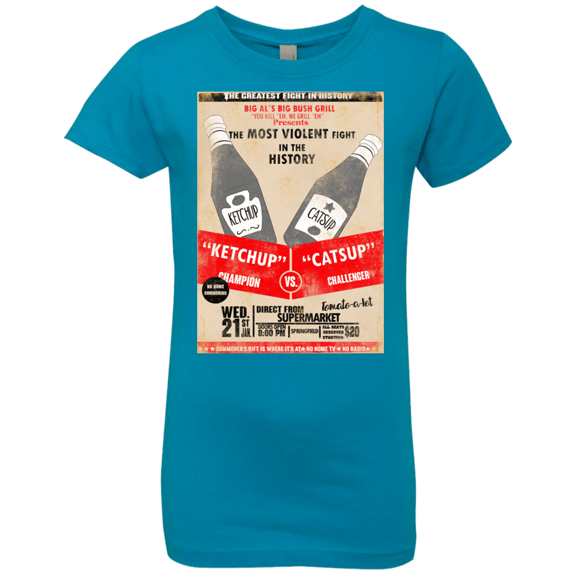 T-Shirts Turquoise / YXS Ketchup vs Catsup Girls Premium T-Shirt