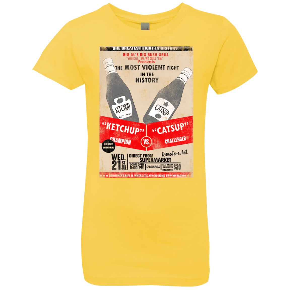 T-Shirts Vibrant Yellow / YXS Ketchup vs Catsup Girls Premium T-Shirt