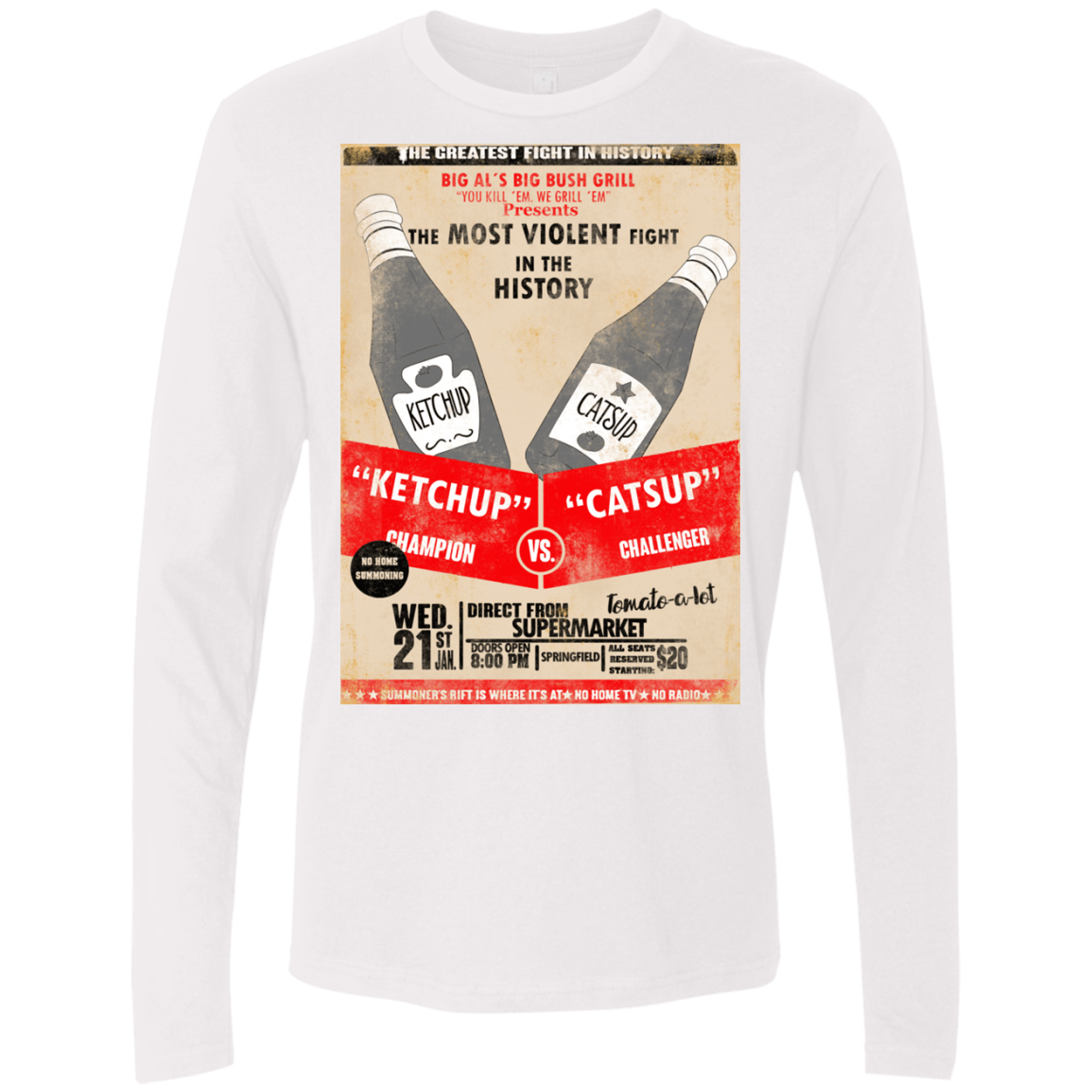 T-Shirts White / S Ketchup vs Catsup Men's Premium Long Sleeve