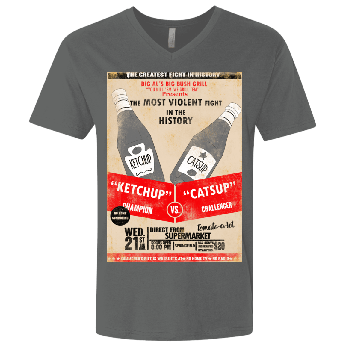 T-Shirts Heavy Metal / X-Small Ketchup vs Catsup Men's Premium V-Neck