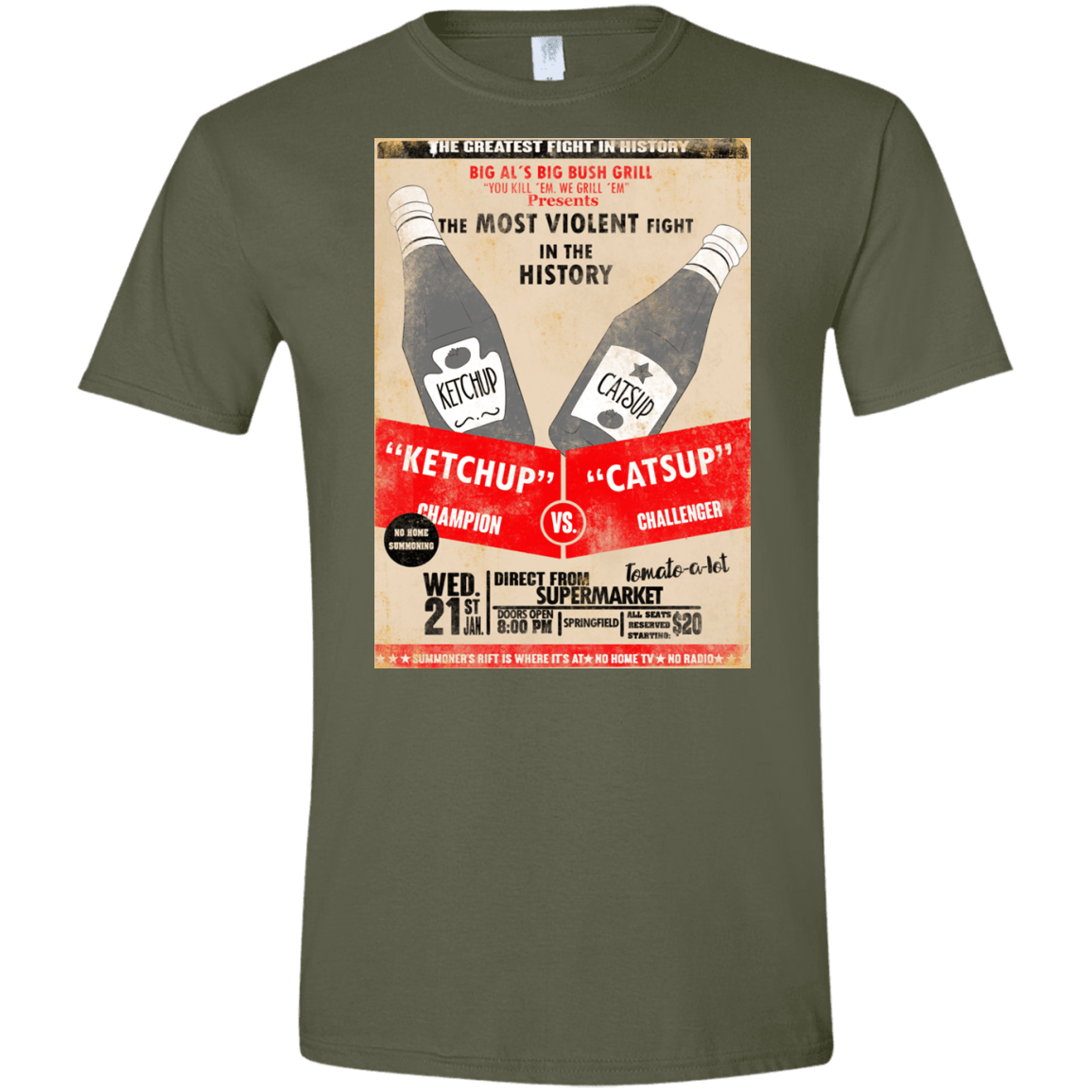 T-Shirts Military Green / S Ketchup vs Catsup Men's Semi-Fitted Softstyle