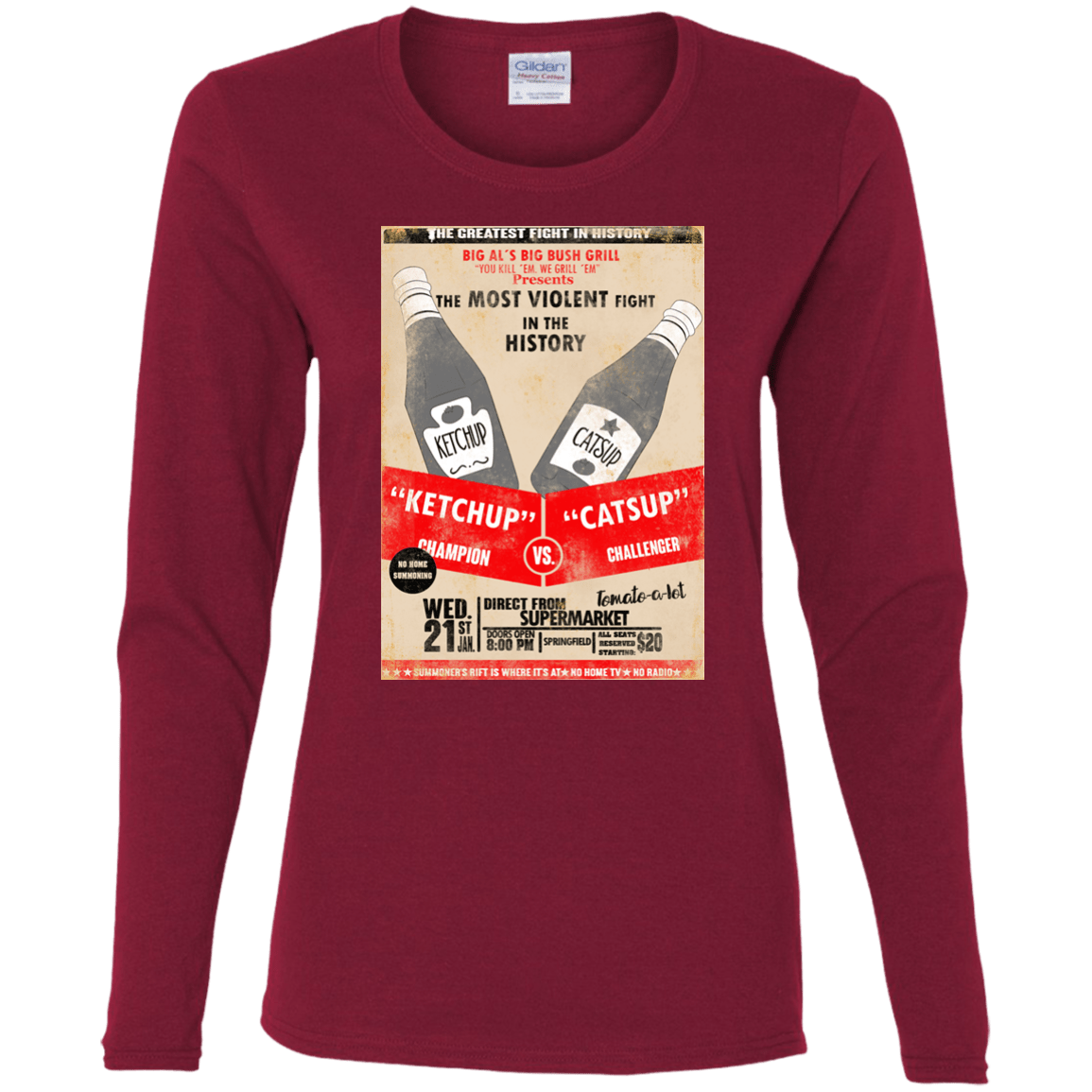 T-Shirts Cardinal / S Ketchup vs Catsup Women's Long Sleeve T-Shirt