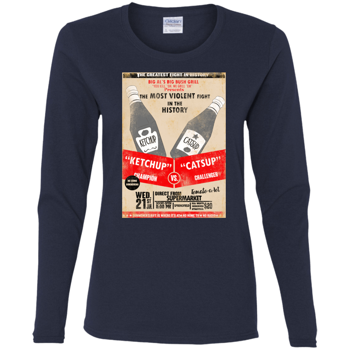 T-Shirts Navy / S Ketchup vs Catsup Women's Long Sleeve T-Shirt