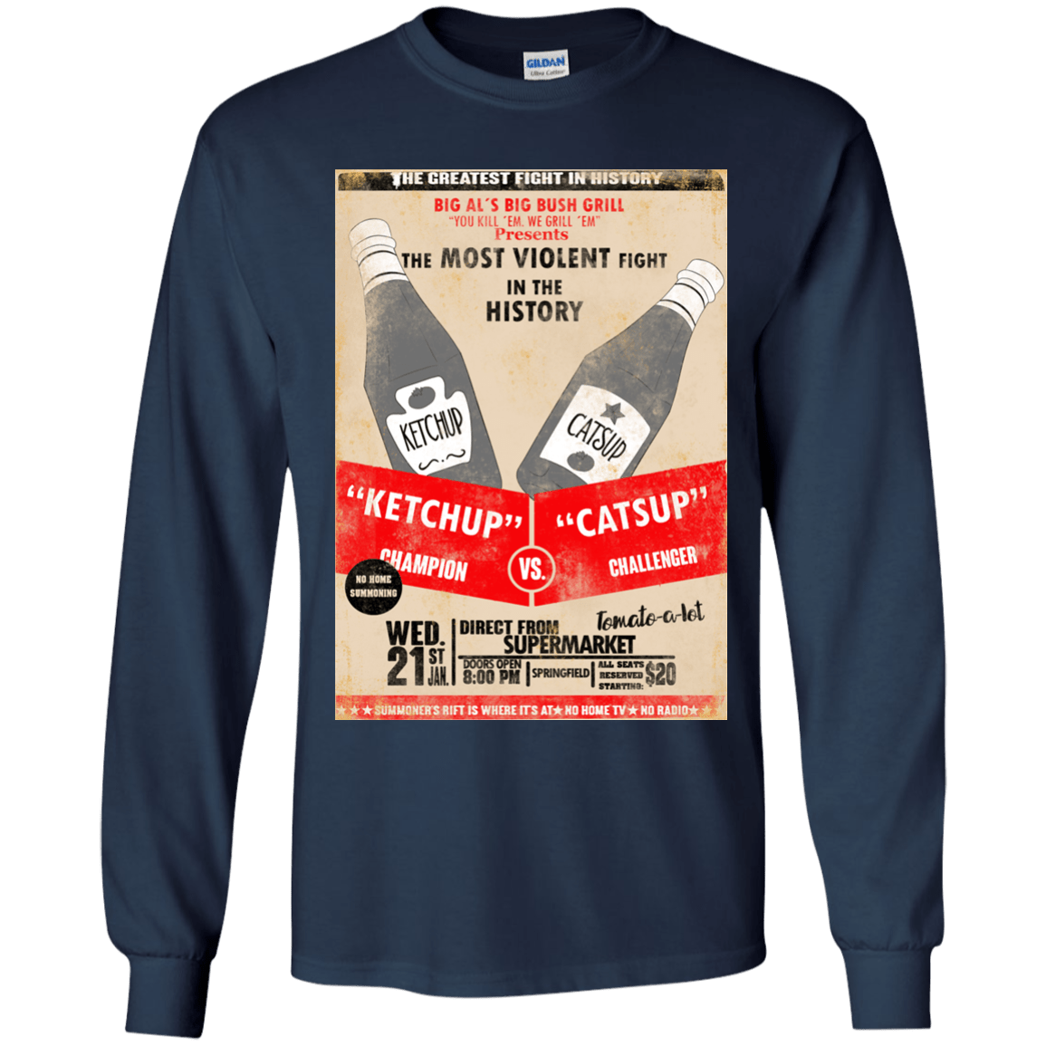 T-Shirts Navy / YS Ketchup vs Catsup Youth Long Sleeve T-Shirt