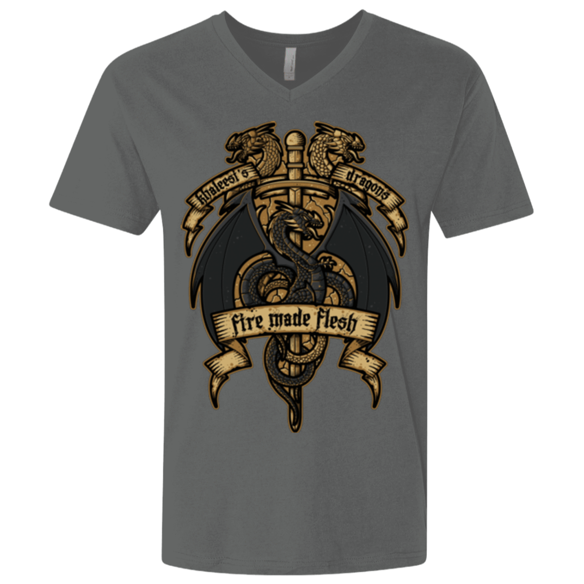 T-Shirts Heavy Metal / X-Small KHALEESIS DRAGONS Men's Premium V-Neck