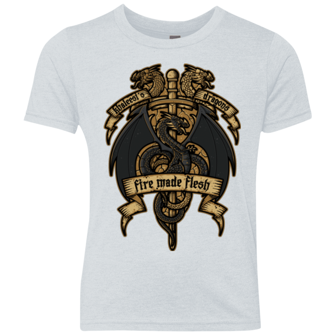 T-Shirts Heather White / YXS KHALEESIS DRAGONS Youth Triblend T-Shirt