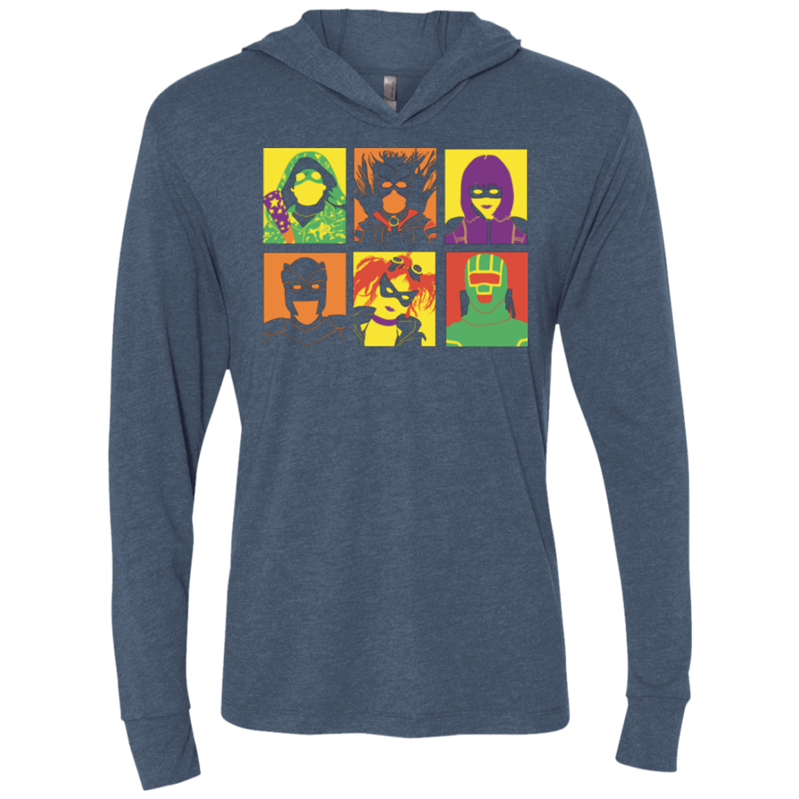 T-Shirts Indigo / X-Small Kick Ass pop Triblend Long Sleeve Hoodie Tee