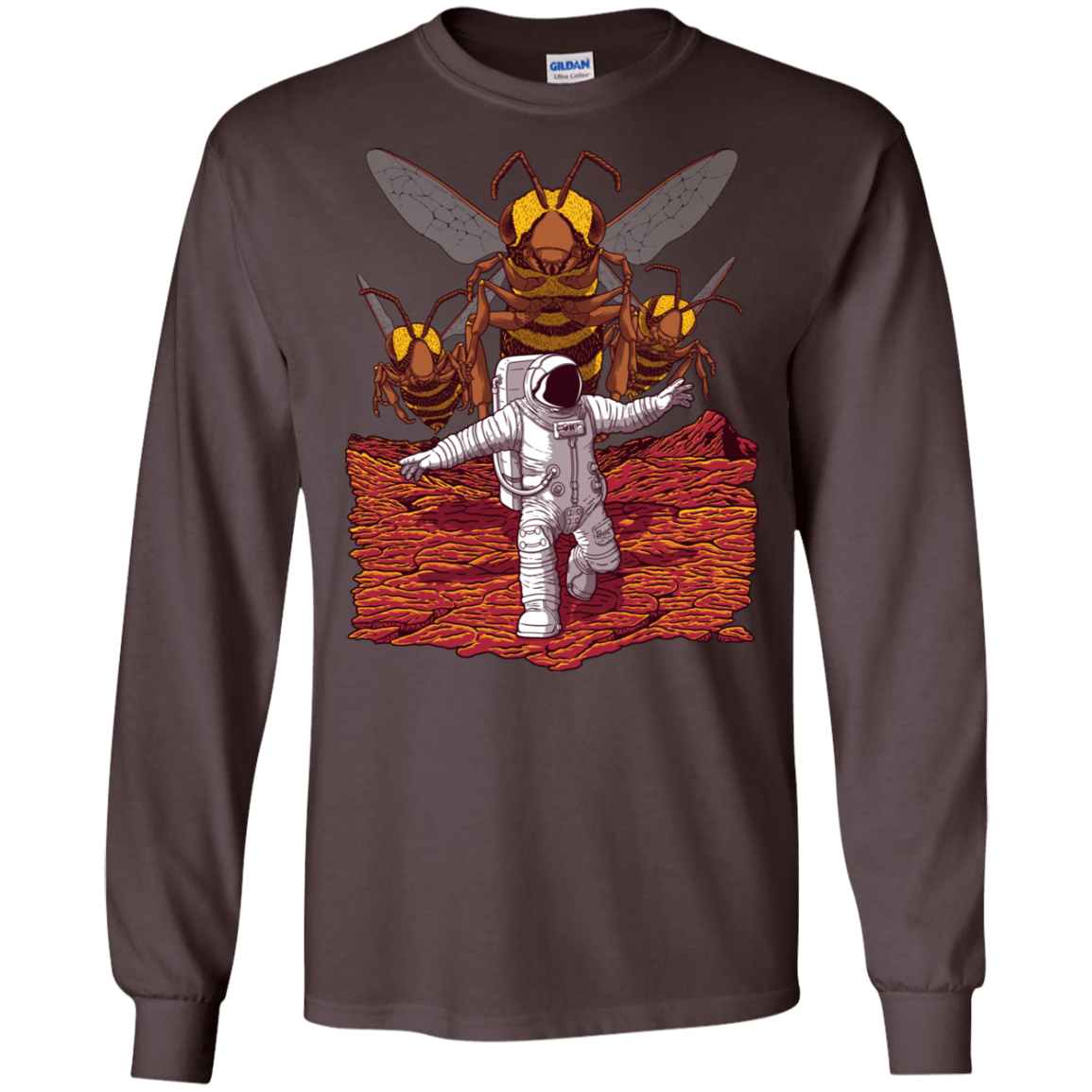 T-Shirts Dark Chocolate / S Killer Bees on Mars Men's Long Sleeve T-Shirt