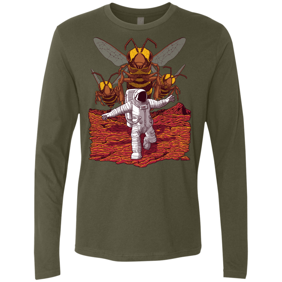 T-Shirts Military Green / S Killer Bees on Mars Men's Premium Long Sleeve