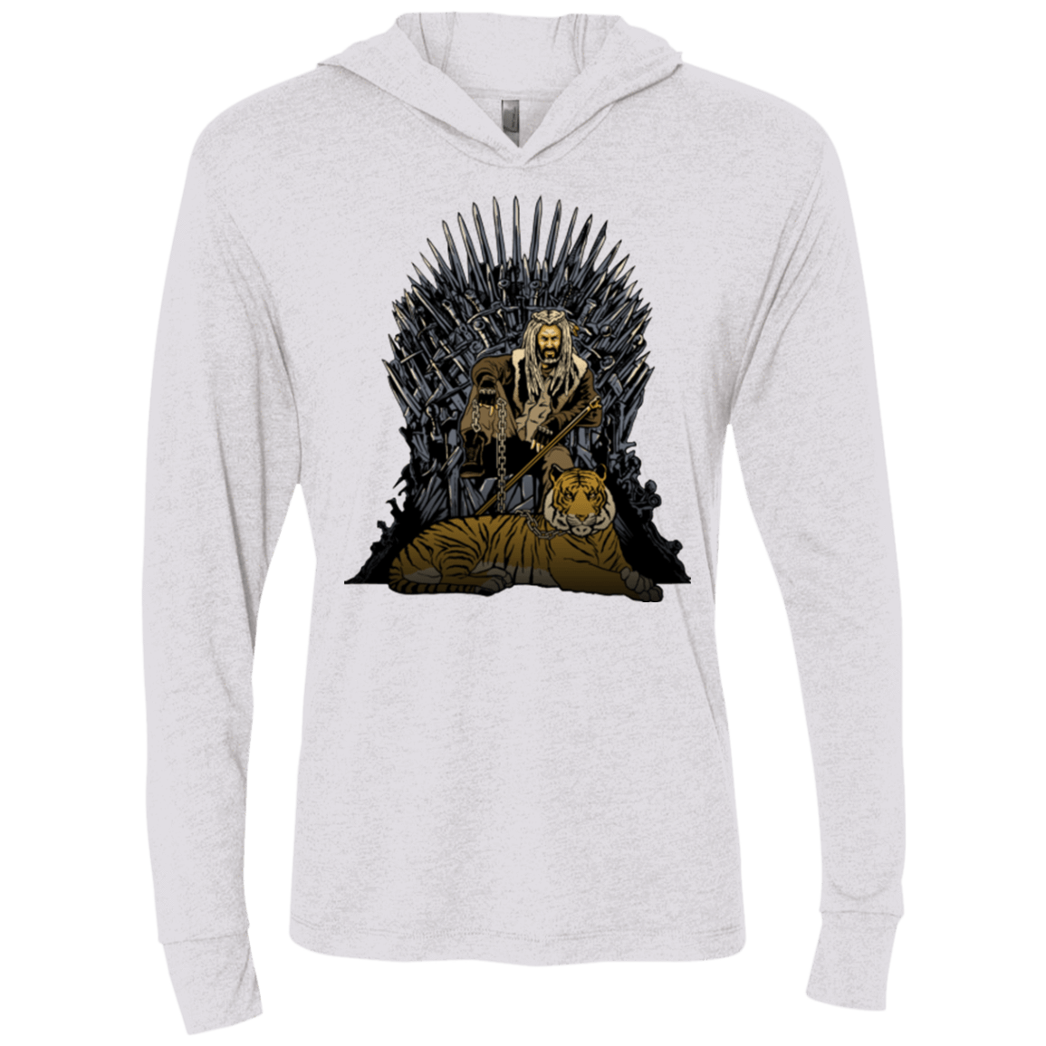T-Shirts Heather White / X-Small King and Tiger Triblend Long Sleeve Hoodie Tee