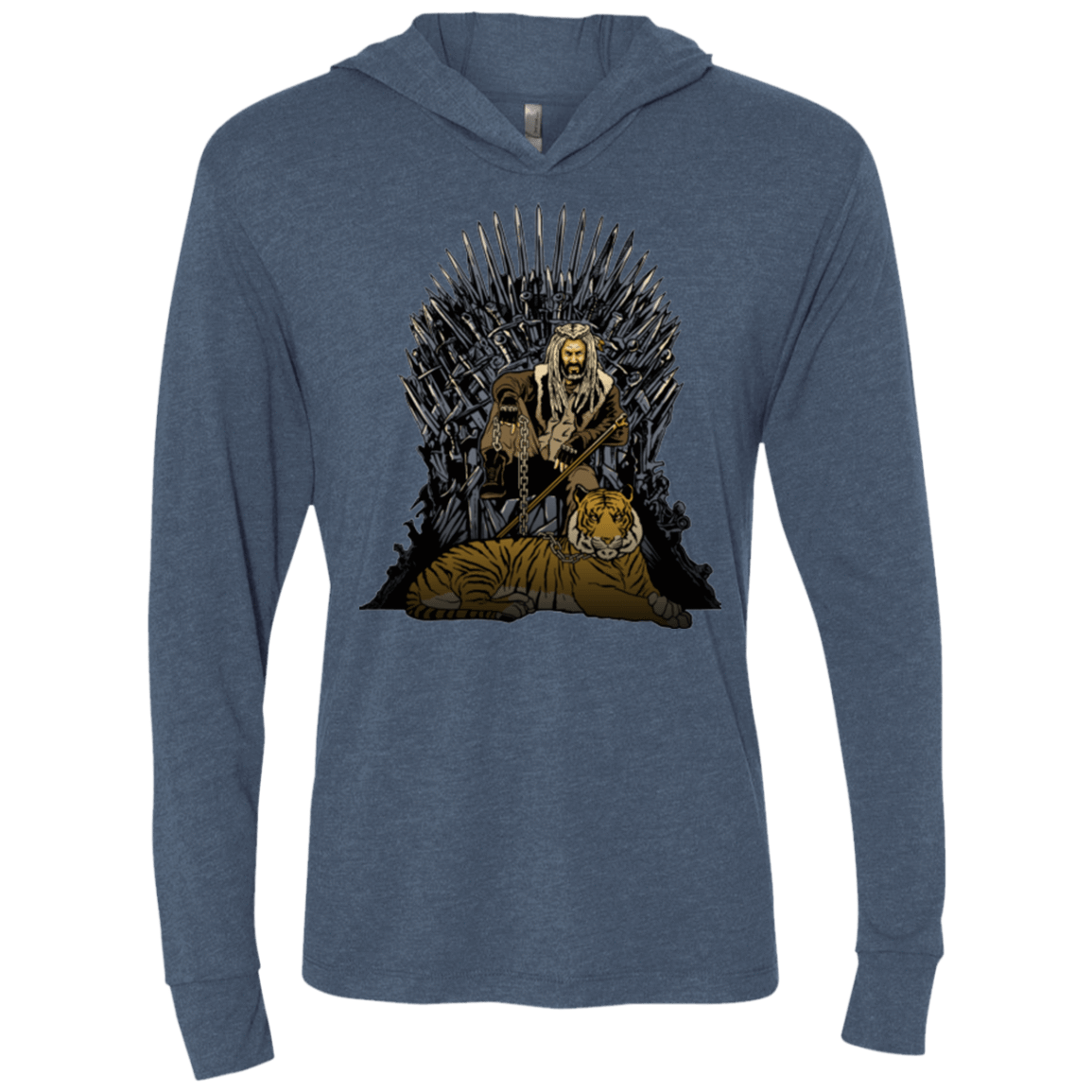 T-Shirts Indigo / X-Small King and Tiger Triblend Long Sleeve Hoodie Tee
