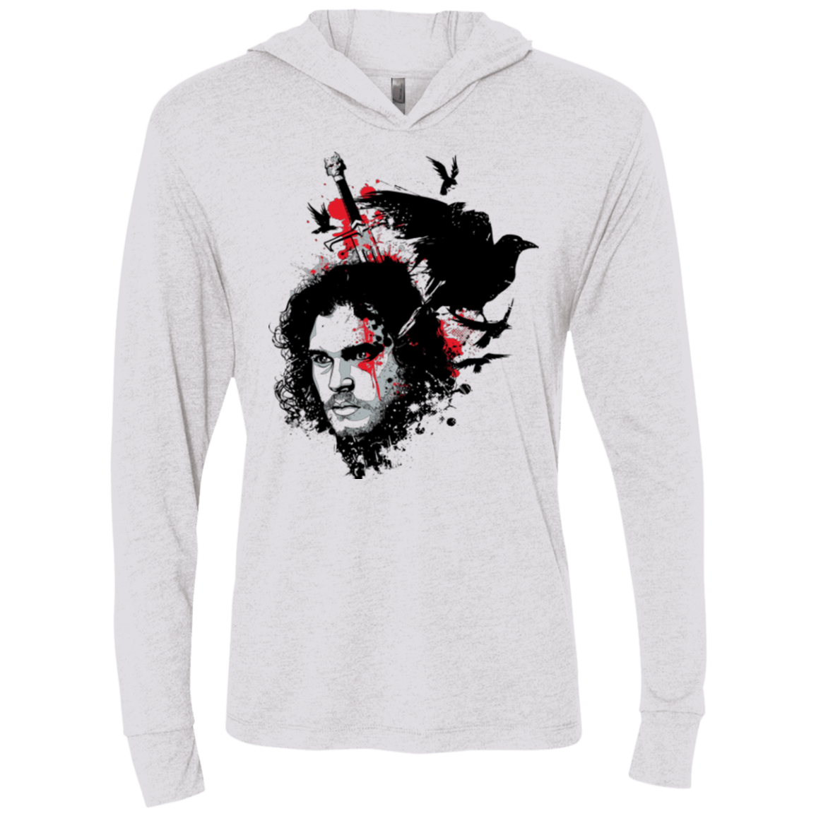 T-Shirts Heather White / X-Small KING IN THE NORTH Triblend Long Sleeve Hoodie Tee
