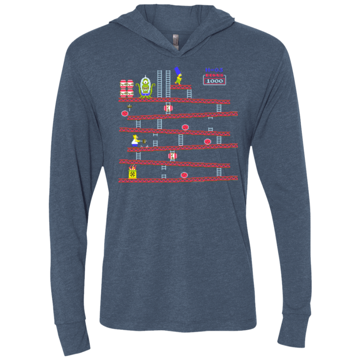 T-Shirts Indigo / X-Small King Kang Triblend Long Sleeve Hoodie Tee