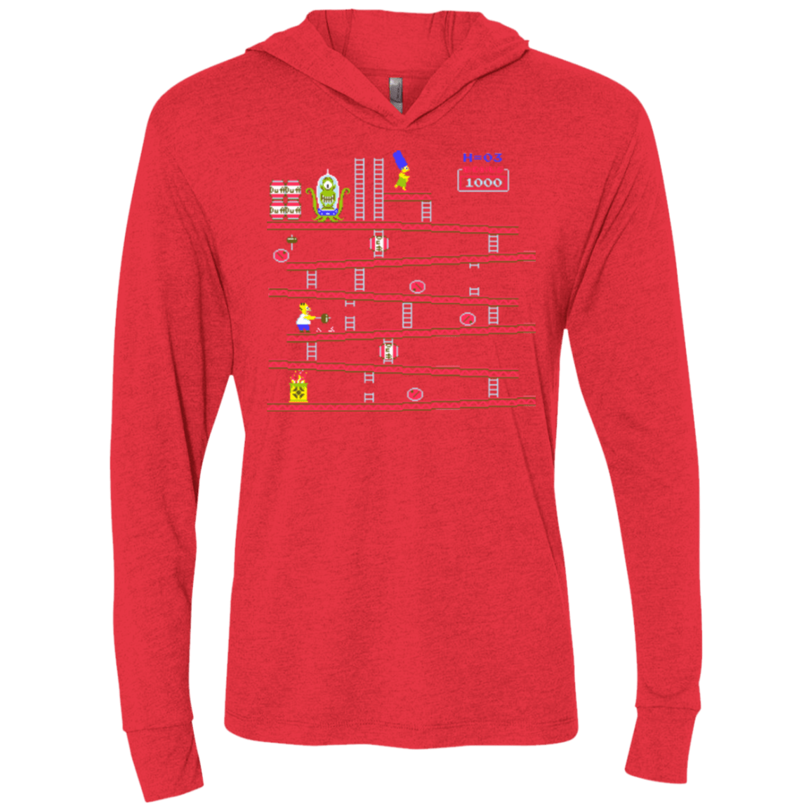 T-Shirts Vintage Red / X-Small King Kang Triblend Long Sleeve Hoodie Tee