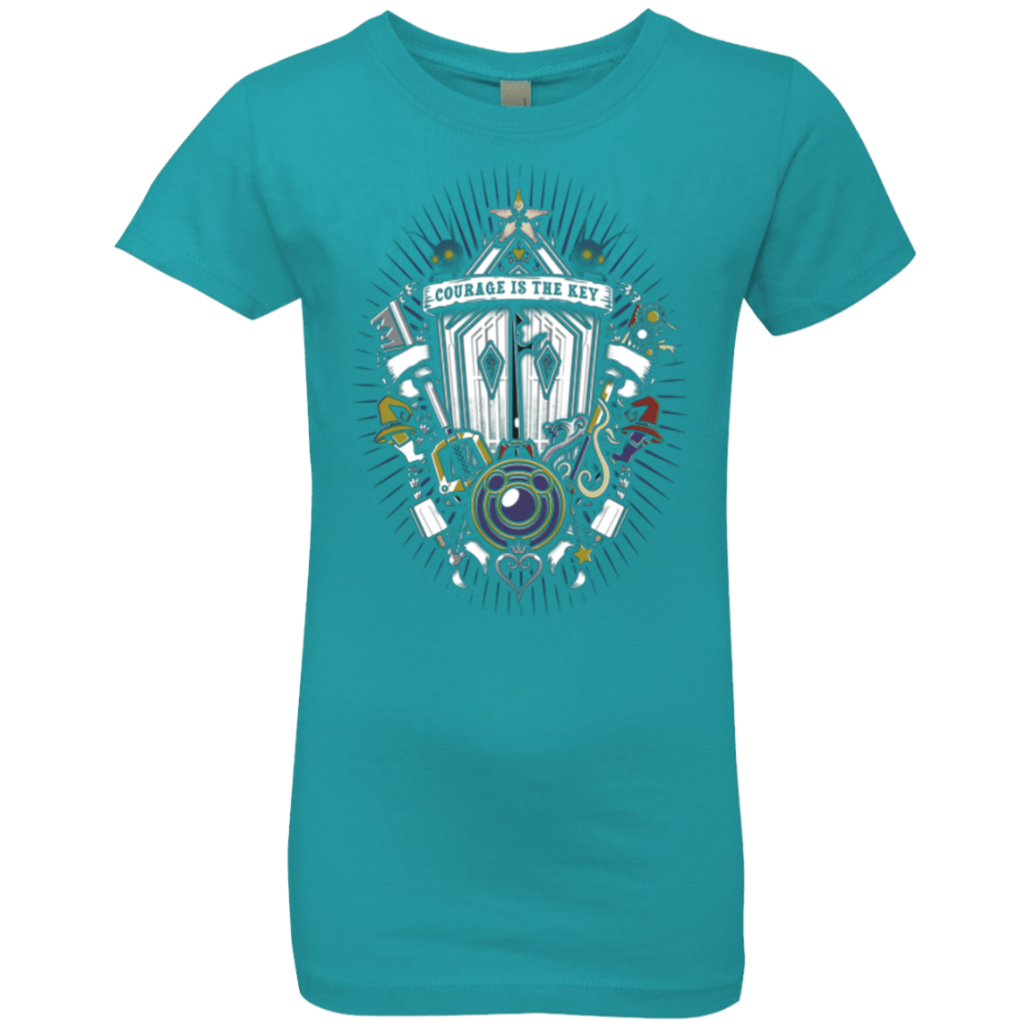T-Shirts Tahiti Blue / YXS Kingdom & Hearts Crest Girls Premium T-Shirt